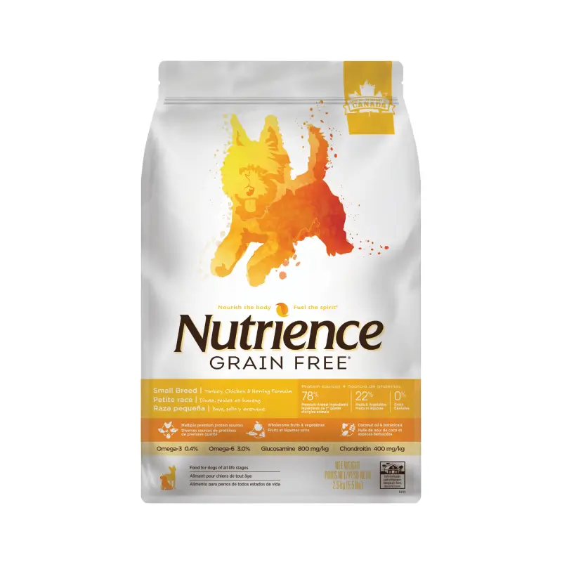 D6176-Turkey-Chicken-SB-2.5kg-Bag-Face-On Nutrience Grain Free Perro Pavo Pollo Arenque Small Breed - Imagen 1